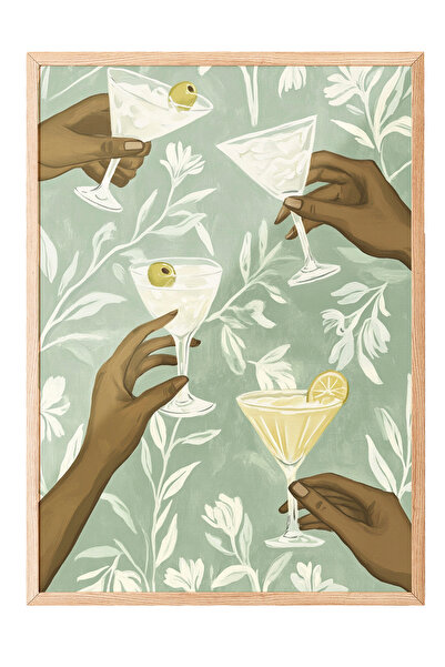 Zestia Tablou cu ramă din lemn, plante exotice și frunze tropicale, poster de...