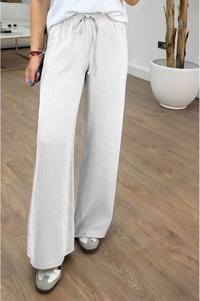 adba style Lace-Up Elastic Waist Washable Modal Woven Palazzo Women's Trousers 4016
