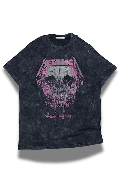 Fuddy Moda Tricou unisex lavabil cu scris „Wherever I May Roam”, tricou retro cu tematică Rock Band Metallica supradimensionat