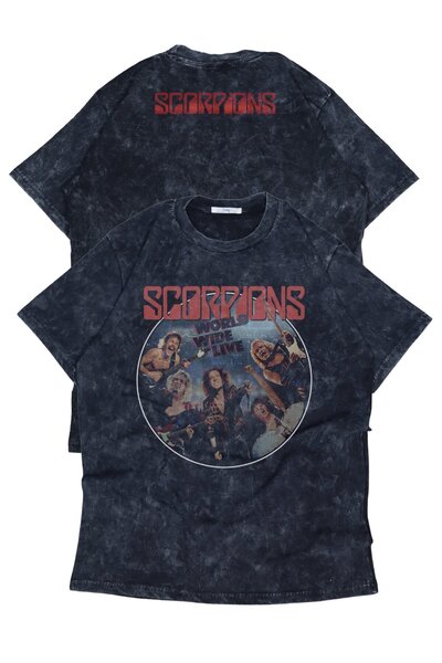 Fuddy Moda Unisex majica sa temom rok benda Scorpions, svetovna preživljavanj...