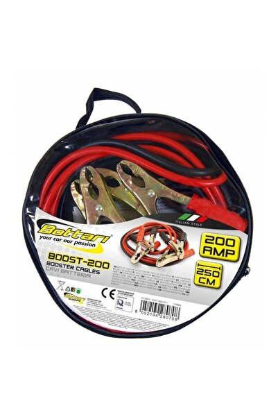 Bottari Set of 2 car jump leads, Boost 28070BT, 200 A, 2m, 8 mm thick, insulated cro type clamps