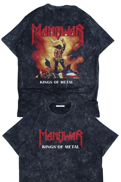 Fuddy Moda Унісекс футболка з принтом на спині Kings Of Metal Manowar, оверса...