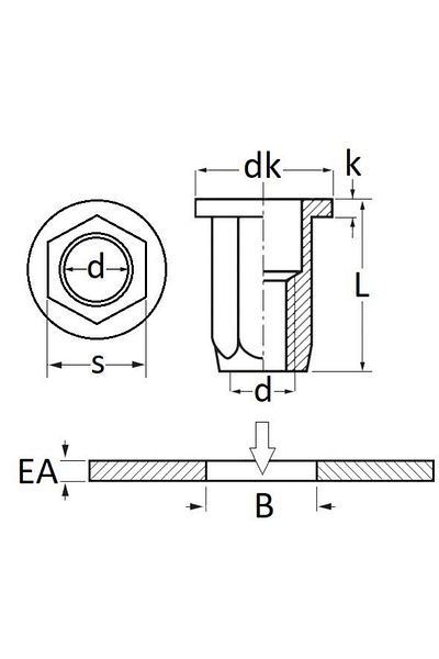 RESTAGRAF Set 10 piulițe 10457, M8-1.25, metalice, argintii
