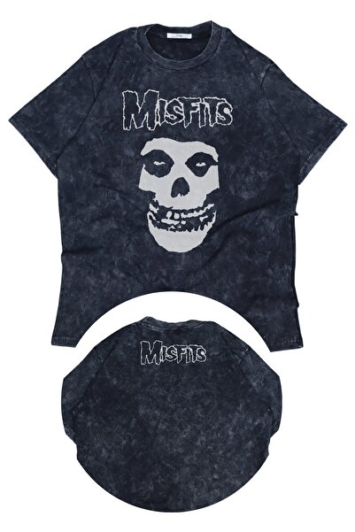 Fuddy Moda تي شيرت مطبوع وقابل للغسل للجنسين من Misfits Ense، تي شيرت عتيق ذو طابع فرقة روك كبيرة الحجم