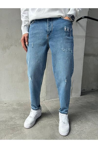 XPUPPETWEAR Men's Boyfriend Fit Distressed Jean Trousers Blue