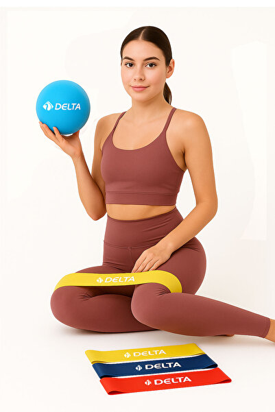 Delta Set de 3 benzi buclate și 20 cm de minge de Pilates pentru echilibru pentru Pilates și fitness acasă