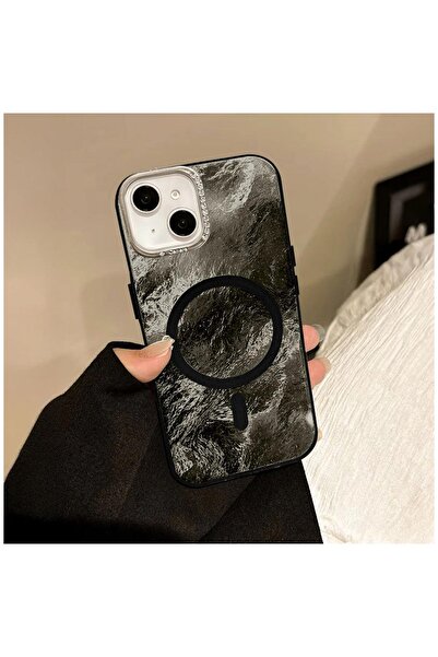 Zebana Apple iPhone 15 Plus Uyumlu Kılıf Glow Taşlı Silikon Kılıf (Kablosuz Ş...