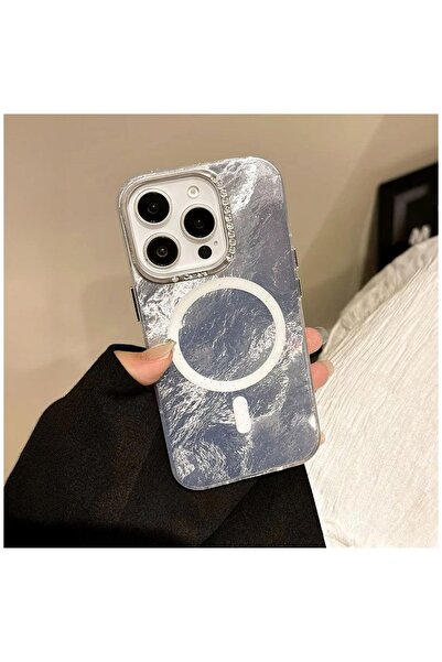 Zebana Apple iPhone 16 Pro Max Uyumlu Kılıf Glow Taşlı Silikon Kılıf (Kablosu...