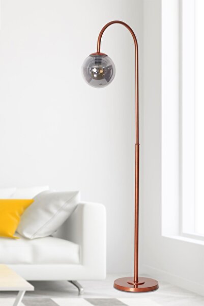 HALL BREATHE Füme cam detaylı metal gövdeli şık yer lambası, modern ve lüks t...