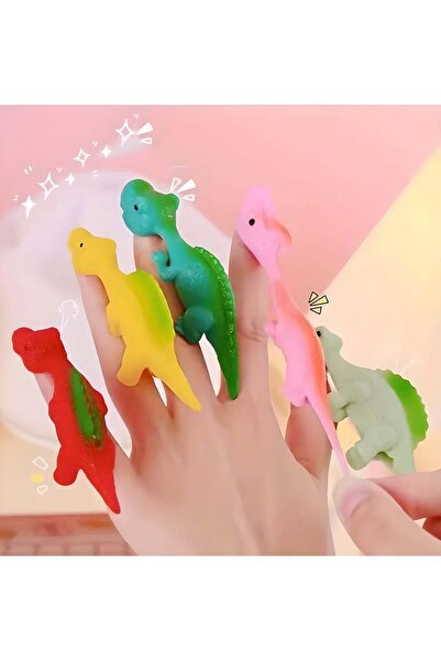 LIXADA 10 ألعاب أصابع على شكل ديناصور مقلاع مصنوعة من مادة TPR