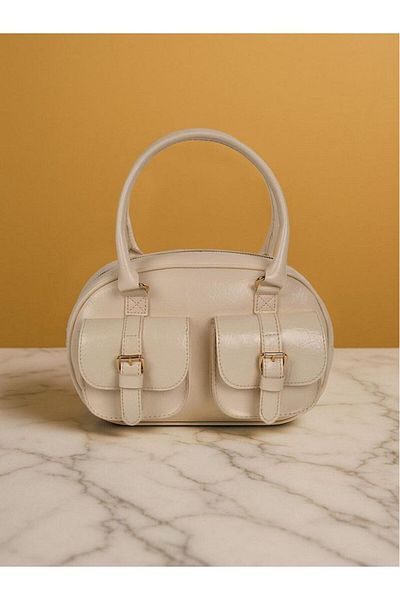 Rivina Women's Double Pocket Buckle Leather Look Mini Shoulder and Hand Bag