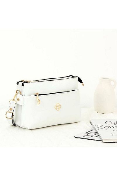 Rivina Women's Gold Detailed Minimal 3 Compartment Hand and Shoulder Bag