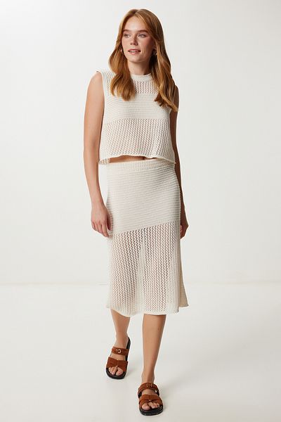 Lovelyİstanbul Openwork Summer Knitwear Blouse Skirt Set Lyy0119 Kemi̇n