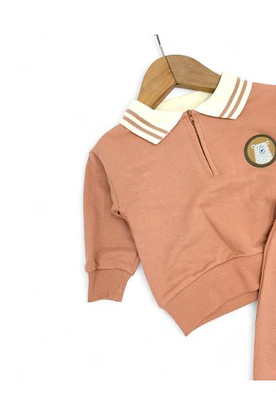 VOY KİDS Baby Boy Seasonal, Grass Pants, Polo Zipper Collar, 6-9-12-18-24 Months Stylish Baby Set