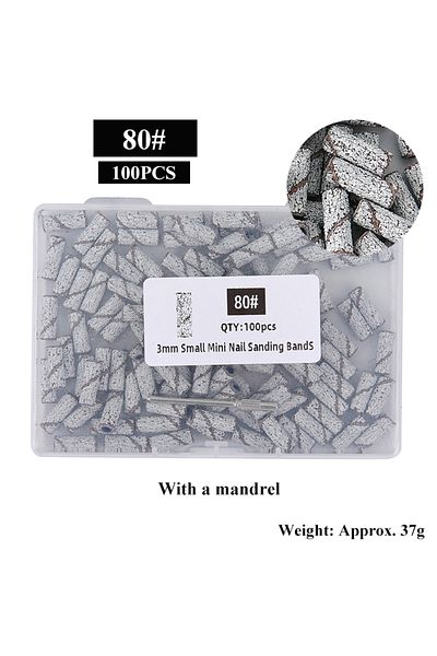 choice2 80Grit(100PCS) 3mm Mini Sanding Bands With Mandrel Sets For Dead Skin Callusese Polishing