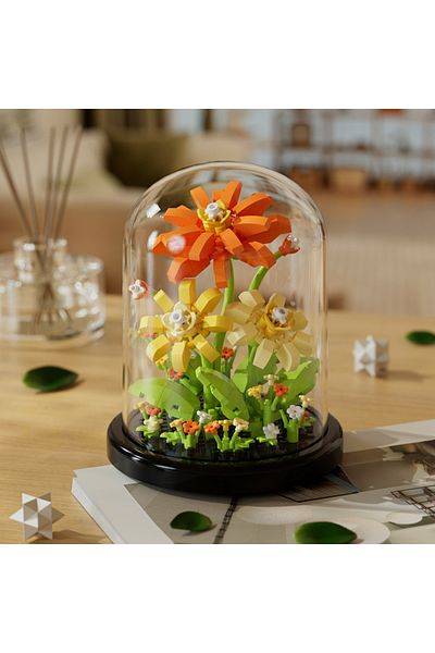 Choice6 285pcs Micro particle building block bouquet handmade gift, children's puzzle toy handmade DIY sunfl