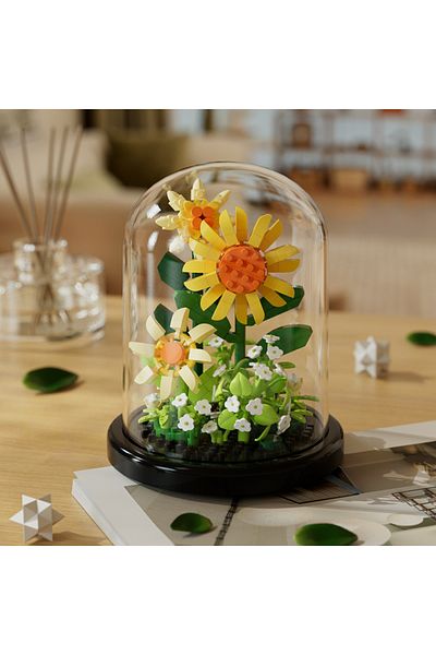 Choice8 310pcs Micro particle building block bouquet handmade gift, children's puzzle toy handmade DIY sunfl