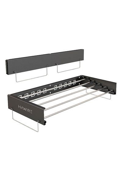 HAWIRE Uscator de rufe glisant M-100, Montabil pe perete, Retractabil, 100X43cm, Negru