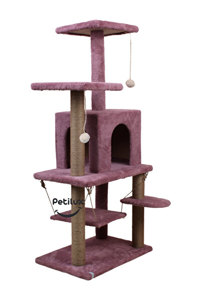 Petilux Jute Drawstring Welsoft Cat House and Play Platform with Swing Nest