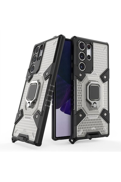 OEM Carcasă pentru Samsung Galaxy S23 Ultra, Armură tip fagure, Metal, Negru