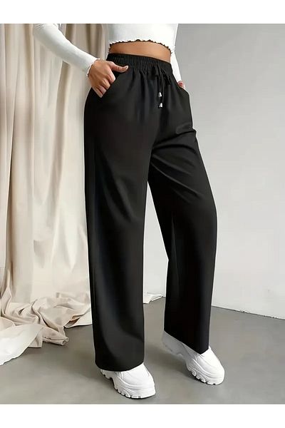 LOSSİA Women's Black Baggy Plus Size Loose Cut Quality Stretchy Comfortable Fabric Sweatpants Dfghdfhyus