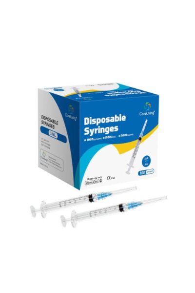 CARE 3Ml 23G 1/4 Luer locking syringe with needles 100PCS