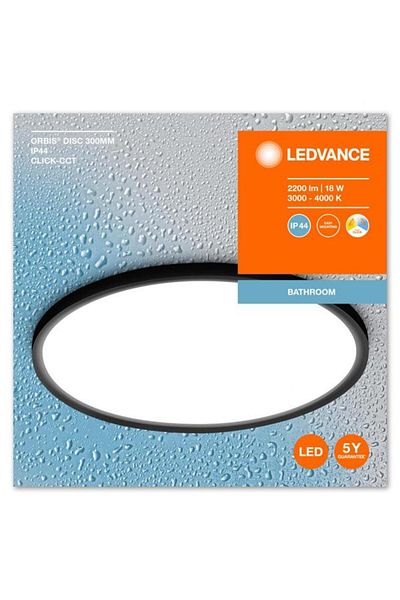 Ledvance Plafoniera LED pentru baie Orbis Disc Black, 18W, 2200 lm, lumina alba (3000-4000K), IP44,