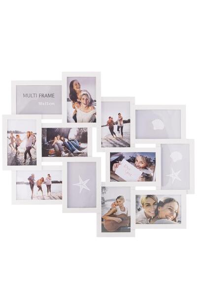 SERSIMO Wall photo frame, collage of 12 photos, 50x59cm, white