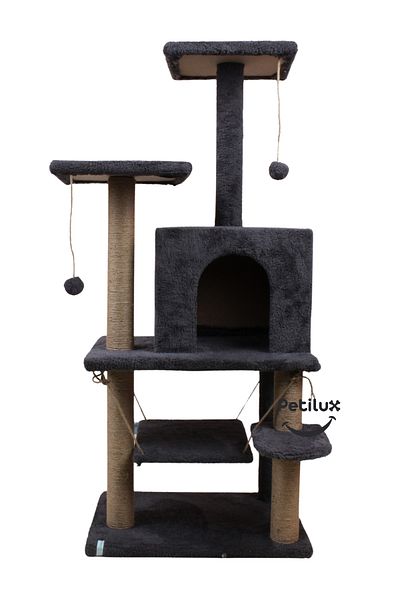 Petilux Jute Drawstring Welsoft Cat House and Play Platform with Swing Nest
