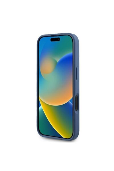 Guess Case for iPhone 16 Plus, T57, Faux Leather, Blue