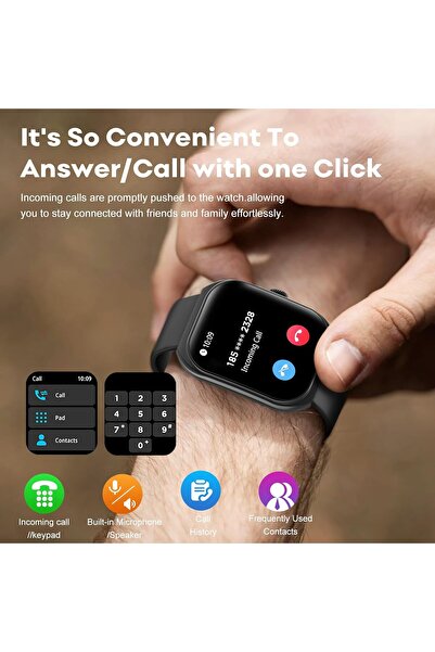 PEJE Smart Watch for Men - 2.01" Curved Display, Bluetooth Calls, SpO2/HR, 123+ Sports (Black)