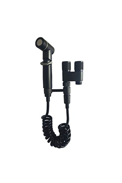 HAWIRE Baterie dubla dus WC si bideu cu furtun spiralat flexibil 1.2m, Toate accesoriile, Negru mat