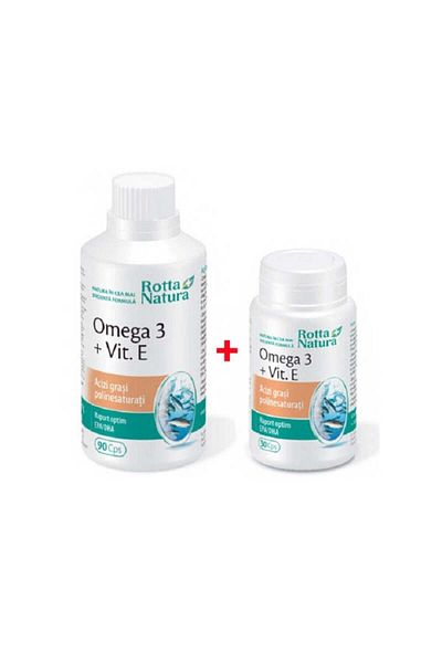 Rotta Natura Pachet Omega 3 + Vitamina E 90+30cps Rotta Natura