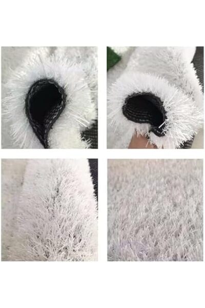 Generic White Artificial Grass Rug With Drain Holes, Synthetic Lawn Carpet Easy to Clean for School,