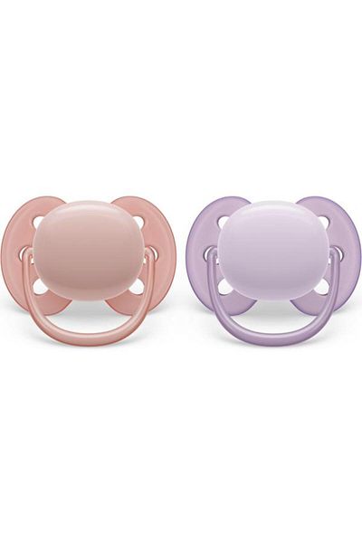 Philips Avent Set 2 suzete Philips-Avent SCF091/31, ultra soft 0-6 luni, Ortodontice, fara BPA, Roz/Mov