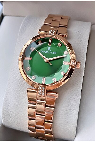 Daniel Klein Original Women's Wristwatch – Rose Gold, Green Stone Detailed Di...