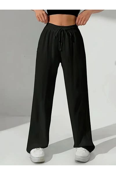 LOSSİA Women's Black Baggy Plus Size Loose Cut Quality Stretchy Comfortable Fabric Sweatpants Dfghdfhyus