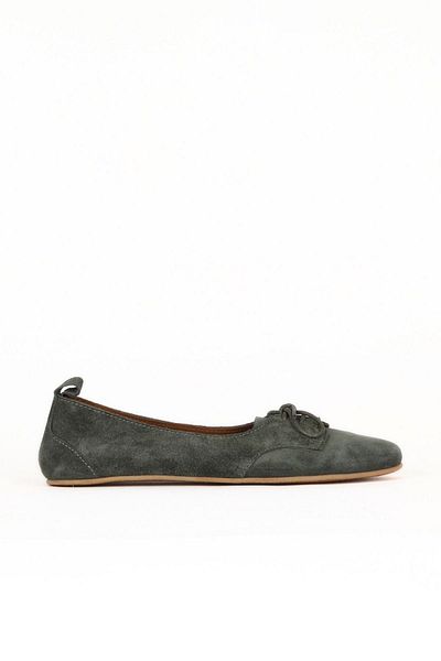 Bueno Shoes Khaki Suede Women's Flat Ballerinas 01We5502