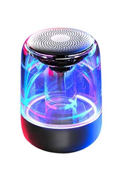 fun zone Motim Portable Colorful Lighting Car Crystal Glass Wireless Bluetooth Speaker Silver