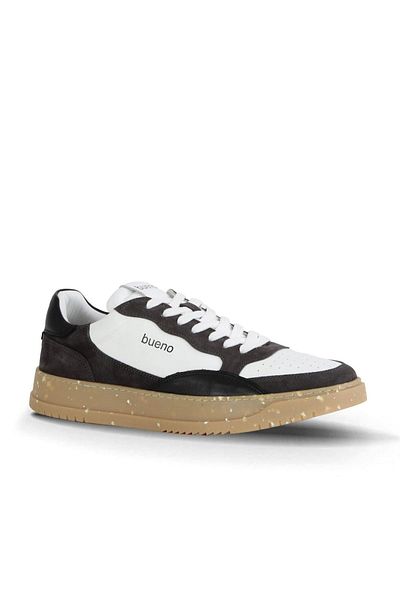 Bueno Shoes White Black Leather Men's Sports Shoes 16Ma8242