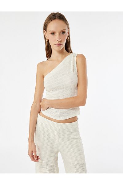 Koton Sleeveless Draped Slim Fit One Shoulder Blouse