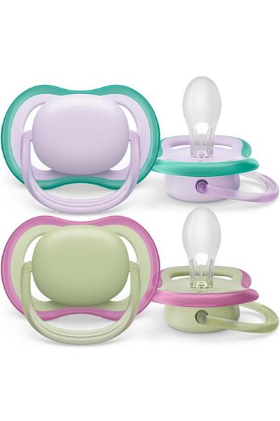 Philips Avent Set 2 pacifiers Philips-Avent SCF085/24, ultra air pacifier 0-6 months, Orthodontic, BPA-free, Purpl