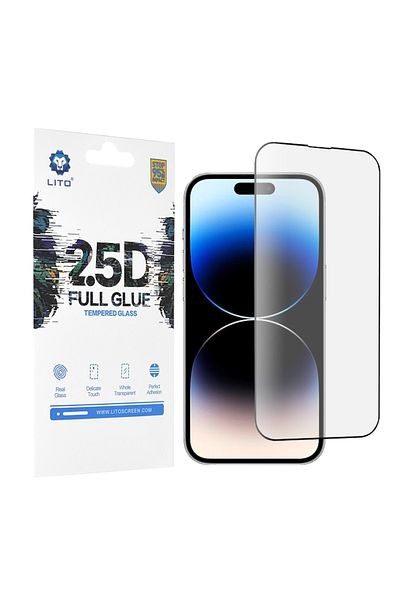 OEM Protector de ecran pentru iPhone 14 Pro, sticlă securizată 2.5D FullGlue, neagră