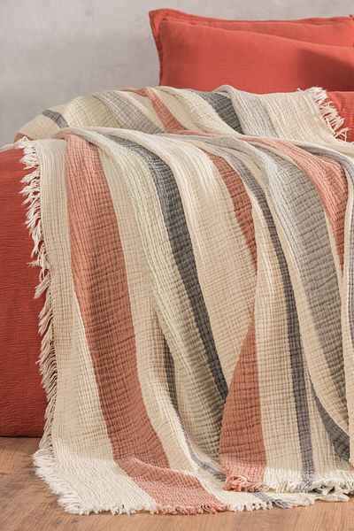 VAROL 4 Layer 100% Cotton Muslin Pique & Bedspread – 230X250 cm