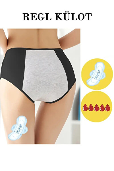 AY'S SHOP ONLİNE Siyah Süper Emici Ultra Hijyenik Regl Külodu , Gece Gündüz Gün Boyu Etkili Sızdırmaz Adet Külodu