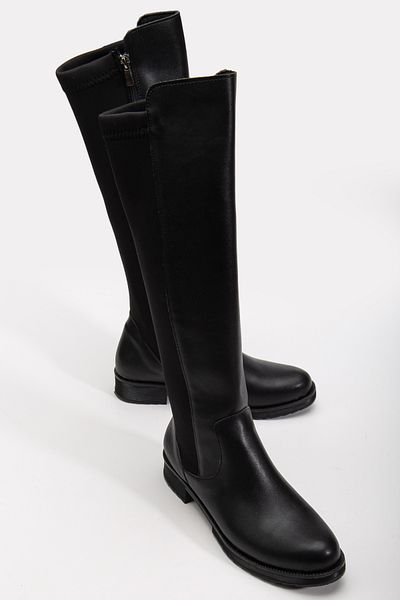 Lolo Life Women's Black Diving Fabric Knee High Boots Thermo Sole