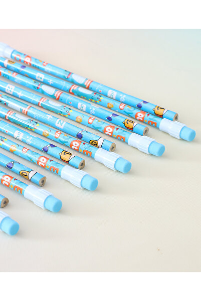 Fab N Funky Dino Theme HB Pencils With Sharpener and Pencil Grip, Ergonomic Design 5 Years+, Blue - 14 Pieces