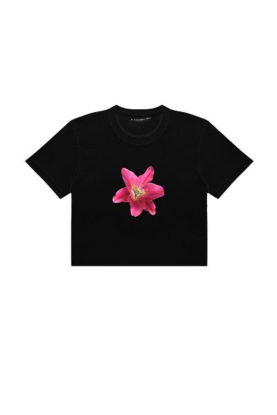 Sekizbiraltı Lilyum Printed Black Crop Top