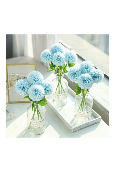 fun zone XiuWoo 12-Piece Artificial Chrysanthemum Ball Flower Blue/Green