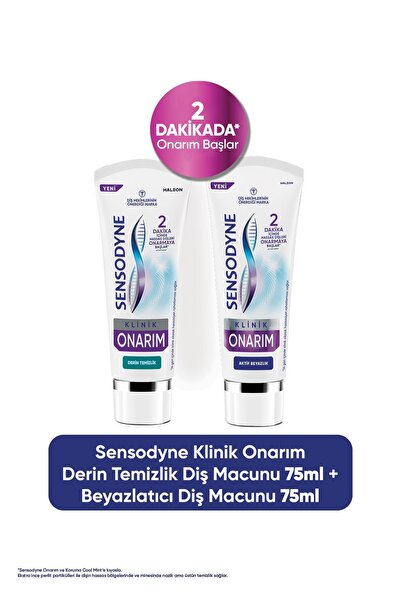 Sensodyne Klinik Onarım Derin Temizlik Diş Macunu 75ml + Beyazlatıcı Diş Macu...